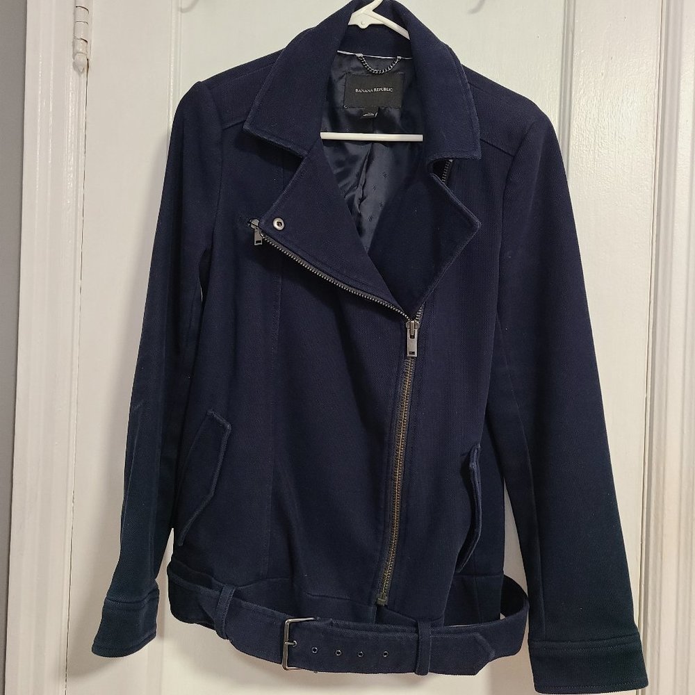 Banana Republic - Cotton Biker/Moto Pea Coat Jacket - Navy - M